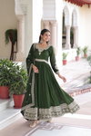KA 1215 Vichitra Silk Embroiderey Work Gown With Dupatta Wholesale Market In Surat
